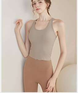 Custom Yoga <b>Tank</b> <b>Top</b> Women Workout Clothing Built in <b>Bra</b> Tight Slim Athletic <b>Tops</b> Street Fitness Sports Clothes Gym Vest - Product Image 6