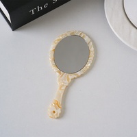 Miroir rond géométrique rétro Sheyi JJ011 avec poignée, miroir de maquillage portable en acétate