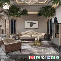 Ensemble de tables basses gigognes de luxe en marbre, plateau en pierre bordeaux, base dorée, mobilier sur mesure pour toute la maison, idéal pour villas et manoirs