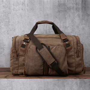 Custom Unisex Genuine <b>Leather</b> Canvas Travel <b>Bag</b> Heavy Duty Waterproof Weekender <b>Overnight</b> Duffel Luggage LCTB-0164 - Product Image 1