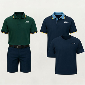 Custom Sublimation Quick Dry Men's T-Shirt Set Polo Shirts or T-shirt and Bermuda Shorts Teamwear Restaurant Bar Uniform Set