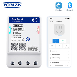 Interruptor <span class=keywords><strong>de</strong></span> temporización Bluetooth TOMZN TOS6-40, 35 mm, riel DIN, montaje en pared, temporizador <span class=keywords><strong>de</strong></span> cuenta regresiva, temporizador <span class=keywords><strong>de</strong></span> ciclo, AC85-265V 40A, oficial - Product Image 1