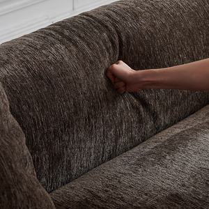 Canapé d'angle modulable 3 places Zayshine en chenille chocolat style rétro français pour salon, appartement, villa, canapé de sol de loisirs en forme de L - Product Image 6