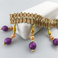 Accessoires textiles pour la maison Boule de perles suspendue multicolore Pendentif en polyester doré Rideau Tassel Fringe Bead Trims