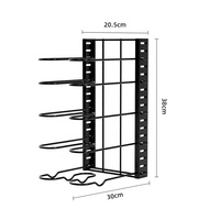 Rak Organizer Panci dan Wajan 5 Tingkat untuk Kabinet, Premium Heavy Duty, Lapisan Bubuk Hitam, Desain Penggunaan Vertikal dan Horizontal