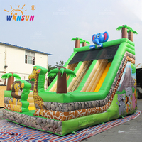 WINSUN Toboggan gonflable commercial pour enfants, animaux de la jungle, toboggan aquatique pour enfants, toboggan extérieur pour enfants, aire de jeux