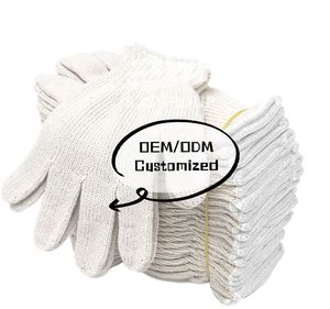 SJS High Quality Durable Heavy Duty Black Knitted Textured Cotton Flexible <b>Powder</b>-Free Hand Safety Work Gloves - Product Image 1