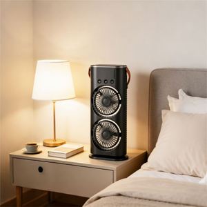 Rechargeable Large Capacity Multi-Color Lights Dual-Head <b>Humidifier</b> Fan With Mist for Office - Product Image 5