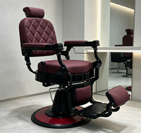 Fauteuil de Barbier Vintage pour Hommes avec Base Hydraulique Stable et Revêtement Matelassé Diamant pour Salon de Beauté