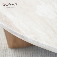Table basse en bois massif de style nordique avec plateau en travertin, idéale pour les zones d'accueil à domicile et les hôtels