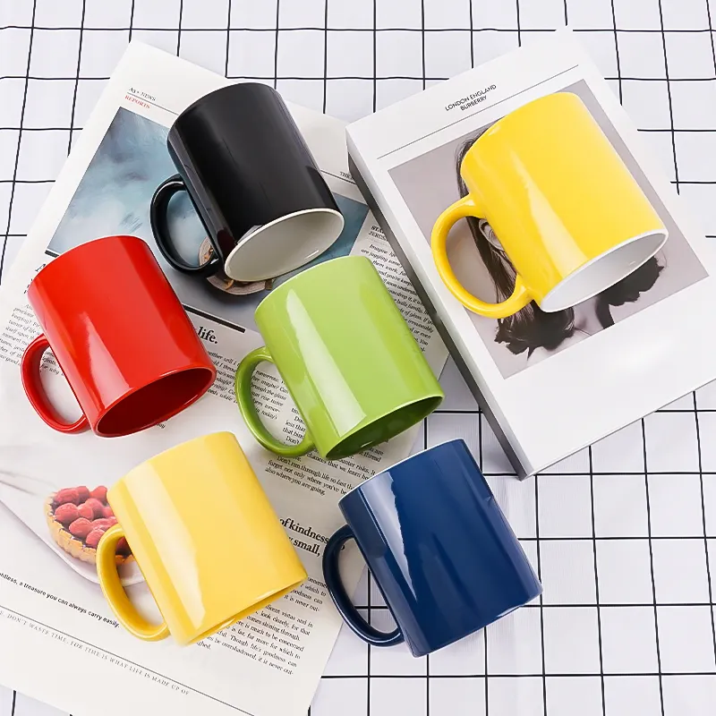 Grosir Mug sublimasi keramik kosong 330ml Mug sublimasi termal cangkir keramik dilapisi cangkir kosong