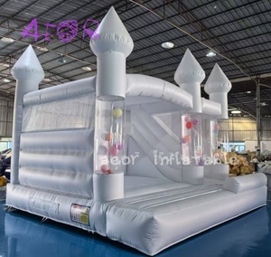Château <span class=keywords><strong>Gonflable</strong></span> Commercial Blanc Aeor Yard pour Enfants avec Piscine et Souffleur - Product Image 3