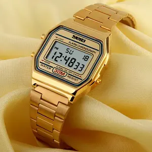Skmei 1123数字手表泰国商务手表男士手表合金表壳不锈钢玫瑰金奢华时尚手表