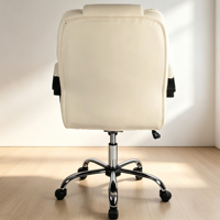 Chaise de bureau de direction en cuir noir rembourré, réglable en hauteur, avec support ergonomique pour le personnel et les cadres