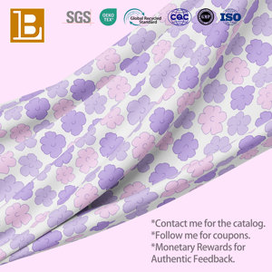 Tela Estampada con Flores de Color Morado Claro, Personalizada con Tejido Popelín 100% Algodón de los Años 80, por Metro - Product Image 3