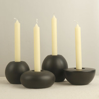 Support de bougie conique en céramique en forme de galet, bougeoir sphérique texturé effet sable brut, style Wabi Sabi, finition mate vieillie pour table