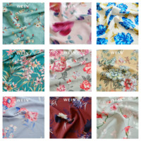 B28 suave lavanda gran flor estampado Koshibo poliéster Digital impreso crepé vestido tela