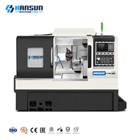 HANSUN-Máquina de torna horizontal CNC con torreta de potencia BMT55, husillo doble, diámetro máximo de oscilación, torno CNC de 600mm, con torreta horizontal de