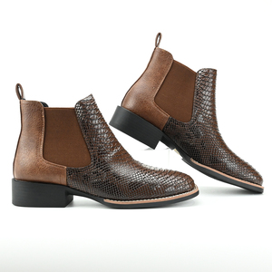 Stivali Chelsea da Uomo in Pelle di Coccodrillo, Stivali Neri a Punta alla Moda, <span class=keywords><strong>Scarpe</strong></span> Eleganti in PU Slip-on <span class=keywords><strong>per</strong></span> Business - Product Image 5