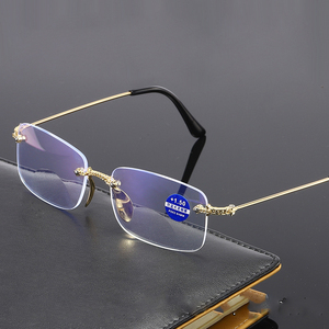 Vente en gros, lunettes de lecture en métal sans monture, anti-lumière bleue, réglables, vision focus, pour hommes - Product Image 6