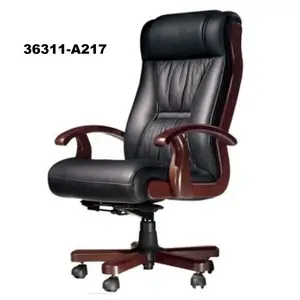 Office leather office high back desk chair for executive wooden frame office chair 36311-A217