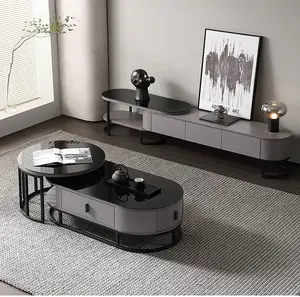 Hotel Living Room Cabinets Latest Furniture Tempered Glass Entertainment Center Tv Stand And Coffee Table Set Modern