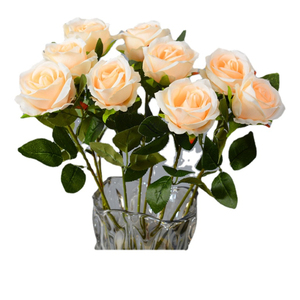 Roses blanches fleurs artificielles en vrac, vraies roses en soie avec <span class=keywords><strong>de</strong></span> longues tiges pour bouquet <span class=keywords><strong>de</strong></span> mariage Vase fleur maison déco - Product Image 3