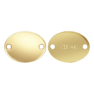 Hot bán 14k vàng đầy engravable Thẻ Mặt dây chuyền tùy chỉnh đồ trang sức hình bầu dục kết nối - Product Image 1