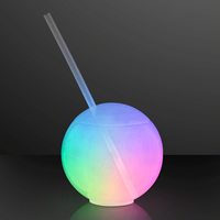 Gobelets lumineux avec paille, gobelets en plastique LED, verres à boire LED, gobelet boule LED 20 oz avec paille