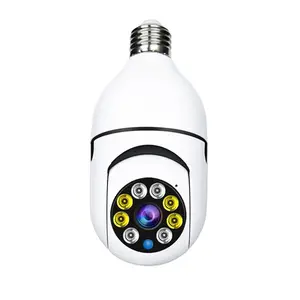 Cámara IP de seguridad para el hogar, dispositivo inalámbrico con WiFi panorámica, ojo de pez, 3MP, HD, iluminación con visión nocturna, dos bombillas de Audio, 360