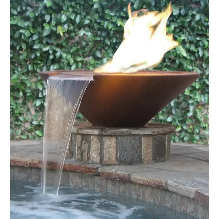 Fonte de água corten aço decoração fogo e fonte de água, fonte de água com fogo