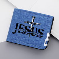 Dompet ramping banyak Slot pria, dompet gaya baru, penyimpan kartu kredit ID desain cetak Yesus