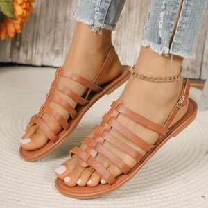 Sandalias de Plataforma con Tiras de PU Trenzadas para Mujer, Estilo Gladiador, Punta Abierta, Correa en el Tobillo, Estilo Bohemio, Casuales, para Vacaciones en la Playa, 2026 - Product Image 2