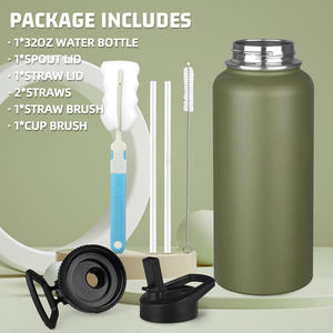 Bouteilles d'eau isothermes en acier inoxydable à double paroi de 32 oz avec couvercle à bec verseur, personnalisables avec logo, pour garder au froid 24h - Product Image 2