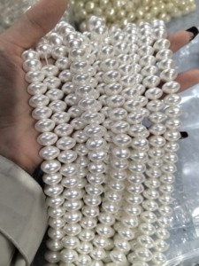 1 Tira a la Venta de Cuentas de Cristal de 12x8 mm Forma Ábaco Color Perla Barroca para Fabricación de Joyería Cuentas de Perlas Sueltas Redondas Blancas - Product Image 2