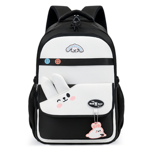 New Fashion Cute Rabbit Ears Pink Color Block Durable Nylon Backpack For School Student Campus Hiking Travel Bookbag For Kids