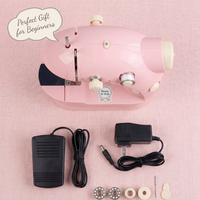Nouvelle machine à coudre plate motorisée rose mini en plastique haute vitesse pour débutants, vêtements pour enfants, aiguille simple, mignonne et portable pour loisirs créatifs