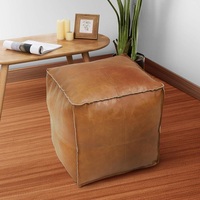 Housse de coussin en cuir artificiel pouf pouf carré pouf chaise repose-pieds