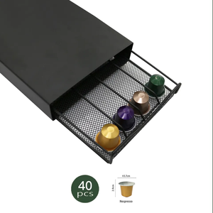 Support de tiroir pour capsules de café <span class=keywords><strong>Nespresso</strong></span>, 40 pièces de stockage de fil de maille métallique de fer de revêtement de poudre noire de cuisine - Product Image 6
