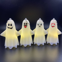 Lampes LED fantômes suspendues pour Halloween, décorations fantômes à visage amusant pour fenêtres intérieures, arbres et fournitures de décoration de fête
