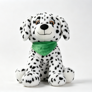 Peluche de Dálmata Personalizado, Cachorro de Dálmata Sentado con Manchas Blancas y Negras y Pañuelo Triangular Verde - Product Image 3