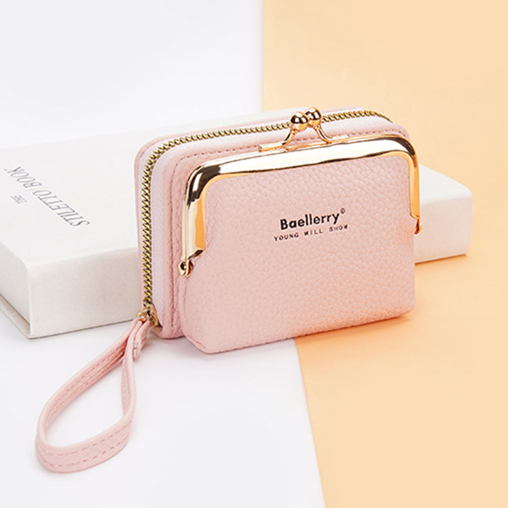 Pu Leather Ladies Kiss Lock Coin Purse Card Holder Multi