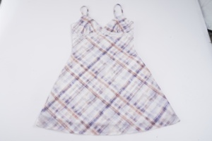 plaid lace trim bow adjustable v-neck <b>spaghetti</b> <b>strap</b> dress high waist a-line mini skirt summer new arrival - Product Image 6