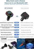 GXYKIT Reproductor MP3 para Auto con Carga Rápida USB, TF, AUX, Bluetooth, Modulador G7, Transmisor FM, Cargador Bluetooth