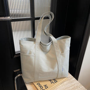 Hot selling solid color canvas buckle tote <b>bag</b>, multifunctional <b>large</b> capacity shoulder <b>bag</b>, women's shopping <b>bag</b> - Product Image 4