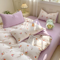 Parure de lit en microfibre imprimée florale de créateur, housse de couette et drap, ensemble de literie