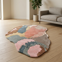 Contemporary abstract wool rug hand carved irregular shape soft carpet for living room bedroom decor floor mat interior piece