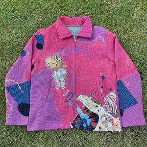 Fabricants de vêtements – Nouveauté : Pulls tricotés style tapisserie, vestes grande taille pour hommes, col rond, vestes tapisserie - Product Image 1