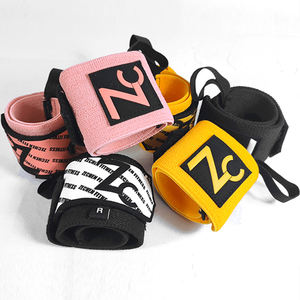 2022 ikat pergelangan tangan latihan silang Logo kustom kebugaran angkat beban bungkus pergelangan tangan Gym hitam crossfit kain Gelang - Product Image 3
