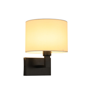 Modern Style E27 Base <strong>Rectangle</strong> Sconce <strong>Lamp</strong> <strong>Fabric</strong> <strong>Shade</strong> Bedside Wall LED Light Source Aluminum Copper Golden for Hotel Bathroom - Product Image 4